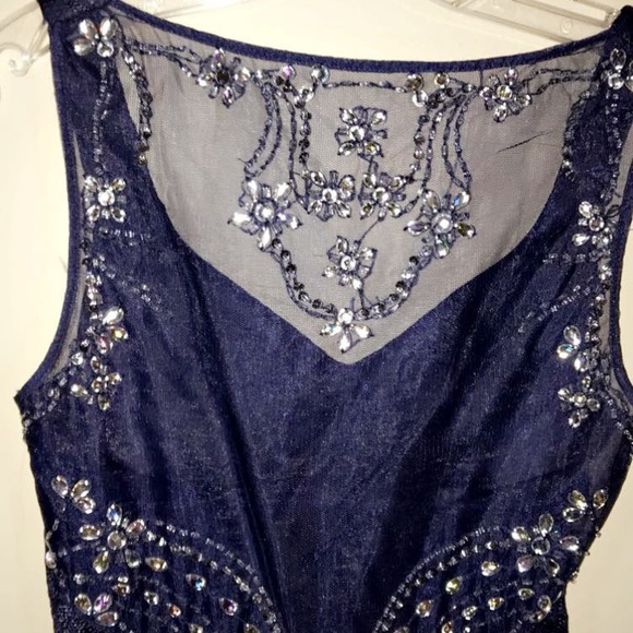 Blue lace semi formal dress short - Picture 4 of 4